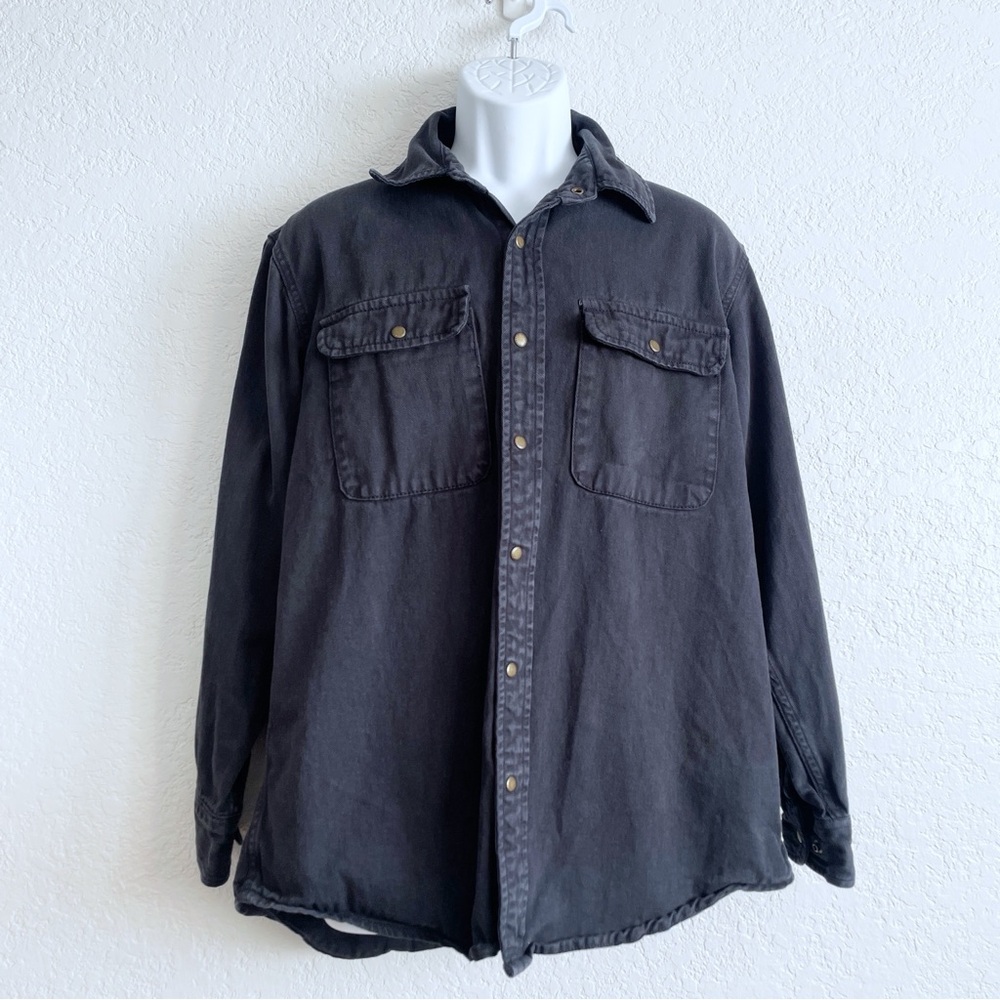 J. Galt Men's Black Denim Relaxed Snap Button Up Shirt Jacket Shacket XS